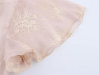 Manga Corta con Cuello en V Bordado Decorativo Capas para Mujer de Moda de Verano Semitransparente - details 6