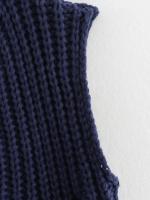 Chaleco de Punto sin Mangas de Moda Coreana para Mujer Cuello en V, Botón Azul, Bolsillos de Adelante, Rojo - details 20