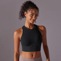 Tops para mujer, Top moldeador de punto de Color sólido, ropa de Yoga recortada en la espalda, deportes, correr, camiseta sin mangas - details 1