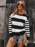 Suéter empalmado a rayas para mujer, Jersey de punto a la moda, novedad de otoño e invierno, 2023 - details 24
