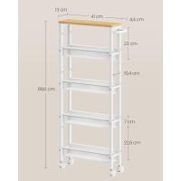 Carro de 4 Niveles, Carro Estrecho de Cocina con Ruedas, con Asa, para Espacio Reducido, 22 x 45,4 x 77 cm, para Cocina, Baño, Salón, Estudio, Marrón Rústico y Negro - details 45