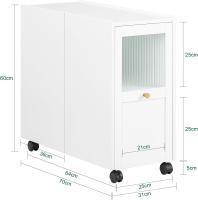 Mesa Auxiliar con 2 Estantes Consola Mesita de Noche con Ruedas Mesa Blanca Mesita 70 x 35 x 60 cm FBT34-W ES - details 28