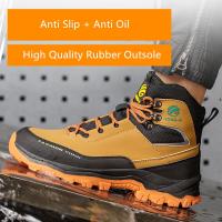 Zapatos de Seguridad para Hombres Impermeables, Altas, Resistentes al Desgaste, Forro de Cuero, Suela de Goma Sintética - details 5