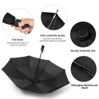 Paraguas Automático de Hueso Negro Grueso, Duradero, Resistente a UV, Diseño Plegable de Tres Foldes para Protección y Estilo - details 3