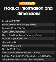 WEST BIKING-bolsa impermeable para bicicleta, funda para teléfono con pantalla táctil, gran capacidad, para manillar delantero, accesorios para ciclismo de montaña y carretera - details 2