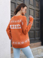Suéter de punto de Navidad para mujer, suéter Vintage, alce de copo de nieve, prendas de punto sueltas, Tops nuevos, Otoño e Invierno - details 8
