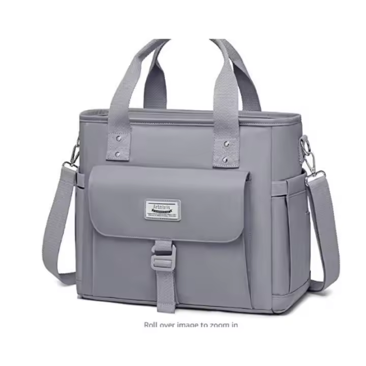 Moda de otoño empalme bolso de mamá bolso de mantenimiento fresco bolso de gran capacidad de nylon seco y húmedo separación hombro ligero madre y bebé - 1