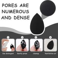 Mini esponjas de maquillaje, paquete de 6, suaves y compactas, para Rostro y Cuerpo, ideal para maquillaje, base, corrector, iluminador y ojeras (Negro) - details 1