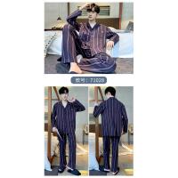 Conjunto de Pijama de algodón para hombre, ropa de dormir de manga larga con cuello vuelto, conjunto de 2 piezas para el hogar, Otoño e Invierno - details 16