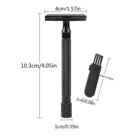 Afeitadora clásica para hombres, afeitadora de depilación suave, afeitadora de acero inoxidable de doble filo con 1 unidad, afeitadora de cuchillas recubiertas de titanio - details 0