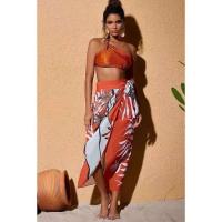 Vacaciones en la playa de verano, dividido con falda, conjunto de bikini estilo push up para mujer, traje de baño sexy de un hombro, traje de baño para mujer - details 5