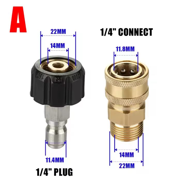 Kit de adaptador para arandela a presión 2 uds M22 14mm/15mm giratorio hembra para conexión rápida boquilla de liberación de 3/8 "o 1/4" - 1