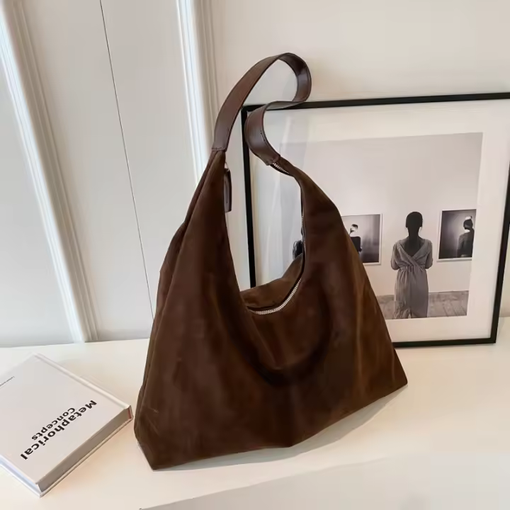 Bolso de Mano Transfronterizo para Mujer Nuevo, Versátil, Perfecto para Ir a Trabajar, Bolso de Hombro de Piel Retro, Bolso de Mujer con Textura de Gran Capacidad - 1