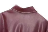 Chaqueta Bomber de Cuero Falsito para Mujer Abrigo de Invierno con Cremallera - details 10