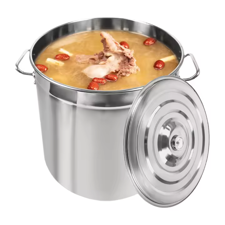 Olla de cocina de acero inoxidable con tapa, olla para sopa, preservación del calor, 35L, 50L, 70L - 1
