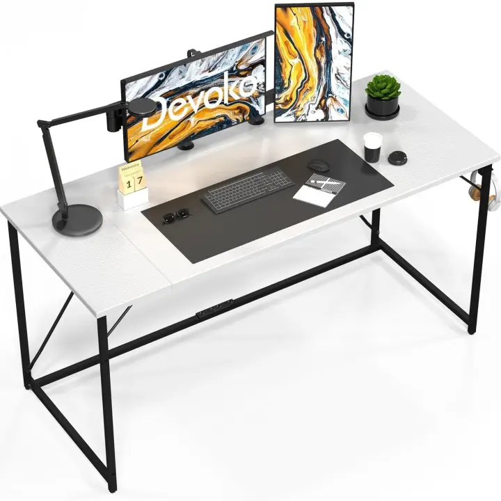 Escritorio pequeño para Ordenador, 100 x 50 x 73 cm Escritorio, Mesa de Oficina en casa, Escritorio para Ordenador portátil, Mesa de Diseño Industrial Blanco - 1