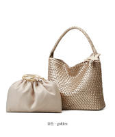 Bolsa tejida a mano de diseño premium, nicho, gran capacidad, casual, estilo perezoso, de un solo hombro, tipo cubo. - details 6