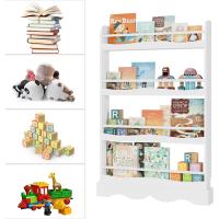 Estantería Montessori para Niños 4 Estantes para Organizar Libros, Revistas, Madera, Blanco - details 4