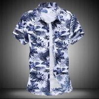 Camisa azul negra púrpura con solapa de un solo pecho de manga corta estampada blanca de verano para hombre, talla asiática M-5XL 6XL 7XL - details 12