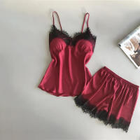 Conjunto de Pijama de Verano 2024 para Mujeres Sexy Escote en V Cómodo y Transpirable con Shorts de Suspensores - details 3