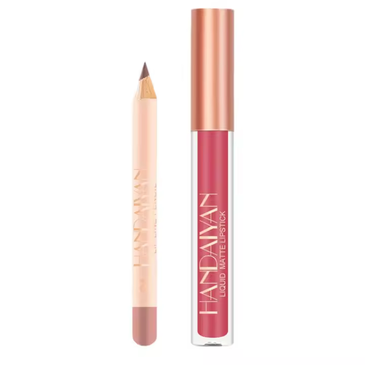 HANDAIYAN Lápiz Delineador de labios mate, taza antiadherente de larga duración, no se decolora, resistente al agua, terciopelo pigmentado, Kit de brillo de labios, Cosméticos de belleza, maquillaje Gif - 1