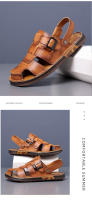 Sandalias de verano de los hombres de la bolsa de cuero de la cabeza sandalias de los hombres de desgaste exterior de conducción de doble propósito antideslizante zapatos de playa de moda de los hombres de carne de vacuno suelas de tendón - details 11