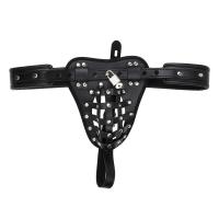 Cesta de castidad de cuero de poliuretano para hombre, ropa interior, tirantes abiertos a la cadera para gay, Tanga sexy con cerradura - details 4