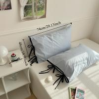 2 uds ropa de cama funda de almohada con lazo de Color sólido estilo nórdico fundas de almohada de algodón suave fundas de cojines lavables transpirables para habitación de niños - details 0