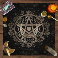 1 mantel de Tarot, tela de altar, fase lunar, sol, cielo estrellado, flores, brujería, accesorios de decoración ritual de altar - details 4