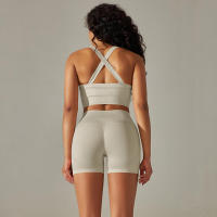 Conjunto de yoga para mujer, leggings y top de cintura alta, chándal sin costuras, tres conjuntos de entrenamiento para ropa de gimnasio - details 25