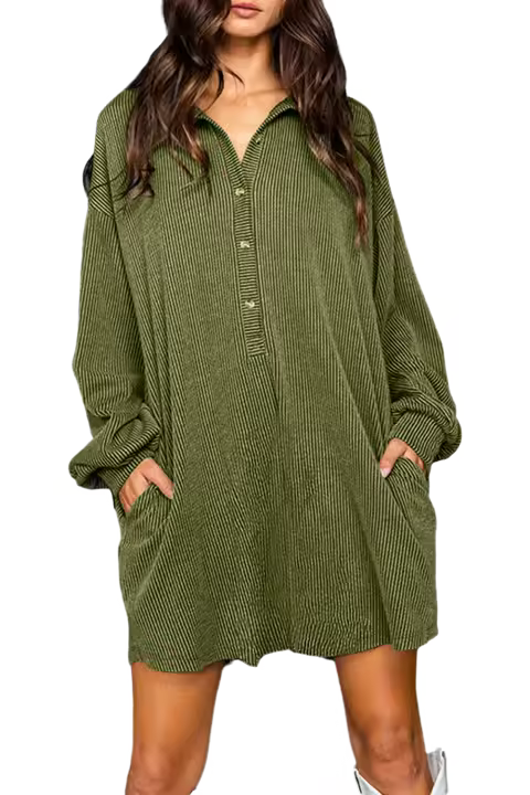 Elrachen Vestido recto de mujer con textura de cordón, verde musgo, tallas S-2XL - 1