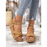 Sandalias de verano para mujer, zapatos de tacón de cuña, informales, a la moda - details 3