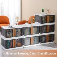 Contenedores de Almacenamiento con Tapas, Juego de 3 Grandes Cajas de Almacenamiento de Plástico de 72L con Ruedas y Puerta, Caja Plegable Transparente para Ropa/Juguetes/Camping, 64 x 40 x 37 cm - details 1