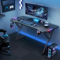 Mesa de Juegos LED Ergonómica 120 cm × 60 cm Fibra de Carbono Ratón, Auriculares, Soporte Negro - details 18
