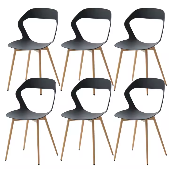 Sillas de comedor huecas modernas y sencillas para el hogar, taburete trasero nórdico, silla de negociación, silla de plástico, silla de cosméticos, blanco, 6 piezas por juego - 1
