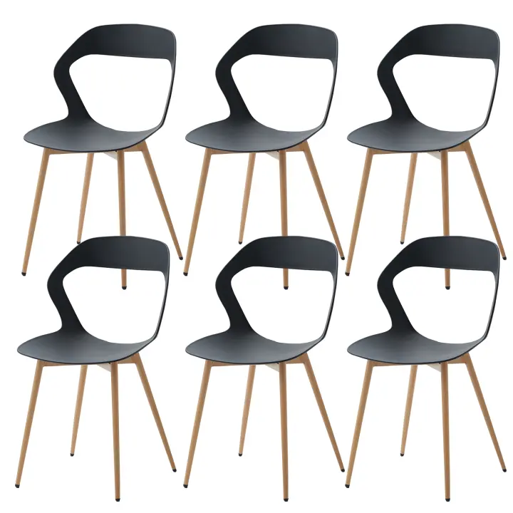 Sillas de comedor huecas modernas y sencillas para el hogar, taburete trasero nórdico, silla de negociación, silla de plástico, silla de cosméticos, blanco, 6 piezas por juego - 1