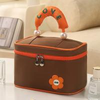 Bolsa de maquillaje de alta belleza para mujer, bolsa de lavado con doble cremallera de gran capacidad, bolsa de cosméticos de mano con perlas a prueba de polvo, bolsa de aseo - details 12