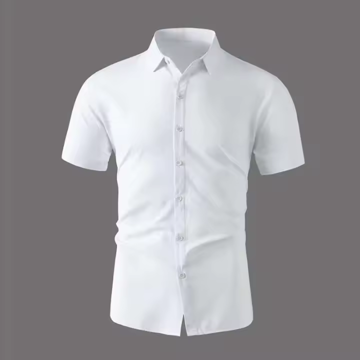 Nueva camisa de negocios de manga corta informal de color sólido para hombre, moda de verano, sin permanente, top cómodo y versátil - 1