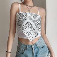 Camiseta sin mangas de verano, camiseta sin mangas ajustada con estampado retro y cuello cuadrado, camiseta para mujer - details 3
