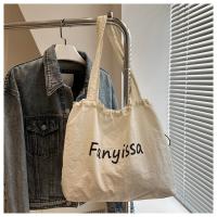 Bolsos de mano coreanos simples con cordón, bolso de compras ligero de gran capacidad, bolso de hombro informal con letras de diseñador para mujer - details 3