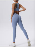 Mono de Yoga con cremallera para mujer, chaleco sin mangas y pantalones ajustados para Fitness y entrenamiento - details 3