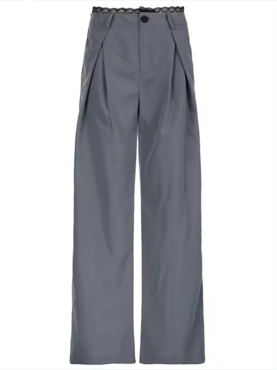 Pantalones de pierna ancha de retales sueltos de cintura alta para mujer, moda coreana, - 1