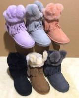 Nuevas botas de nieve cálidas con flecos de lana de cuero de invierno - details 1