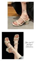 Nueva Moda de Verano Sandalias Plisadas Gruesas con Tacón Medio y Punta Descubierta - details 8