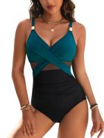 Traje de baño 2025 nuevo, moda femenina sexy, traje de baño de una pieza, traje de baño de malla de color sólido, bikini. - details 9