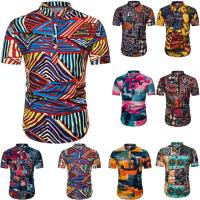 Camisa de lino de manga corta para hombre, camisa de flores de estilo étnico indio, novedad de verano, 2019 - details 0