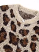 Cárdigan de punto con estampado animal para mujer, suéter único con cuello redondo, chaqueta con botones totalmente combinada, sin estampado, otoño e invierno - details 3