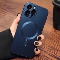 Funda de carga inalámbrica Magsafe mate de lujo magnética para iPhone 16e 15 14 13 11 12 Pro Max Plus cubierta suave de protección de lente de vidrio - details 1