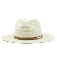 Sombrero de Sol de paja con correa para hombre y mujer, sombrero de ala ancha para vacaciones, playa, verano, UV, Panamá, venta al por mayor - details 8