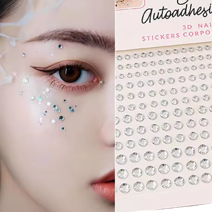 Pegatinas de diamantes de imitación, joyería para el cuerpo y la cara del arco iris para maquillaje - 1